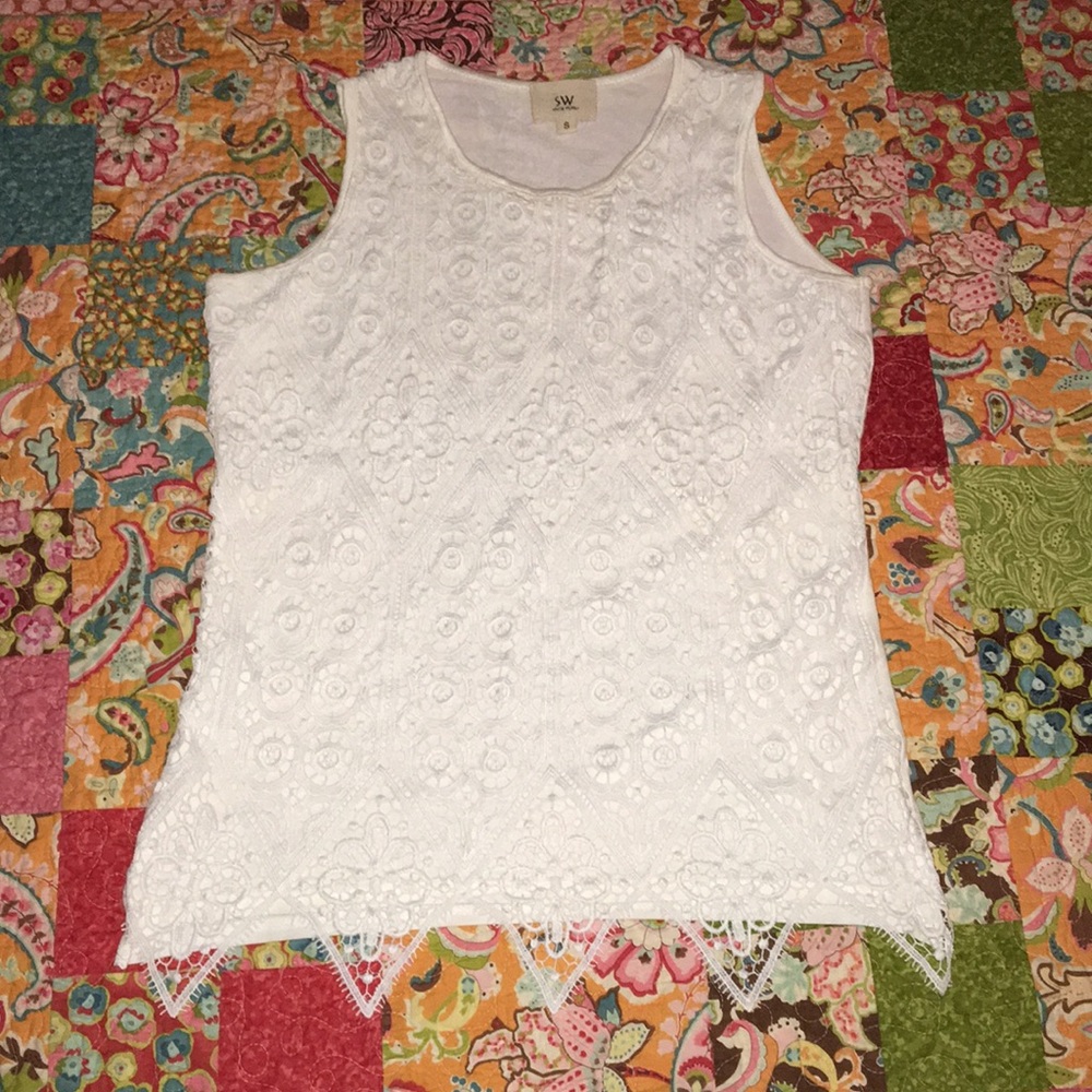 White lacey tank